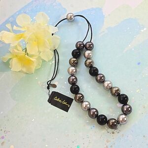 Black Gray Chrome Silver Bead Necklace